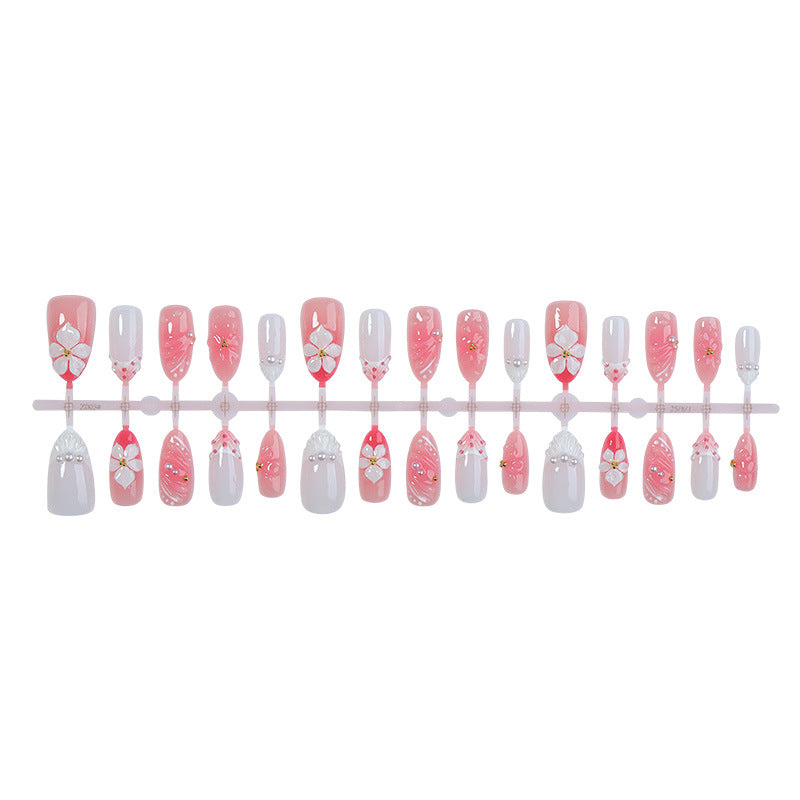 Artistic Floral Press-On Nail Set with 3D Accents Stornfield