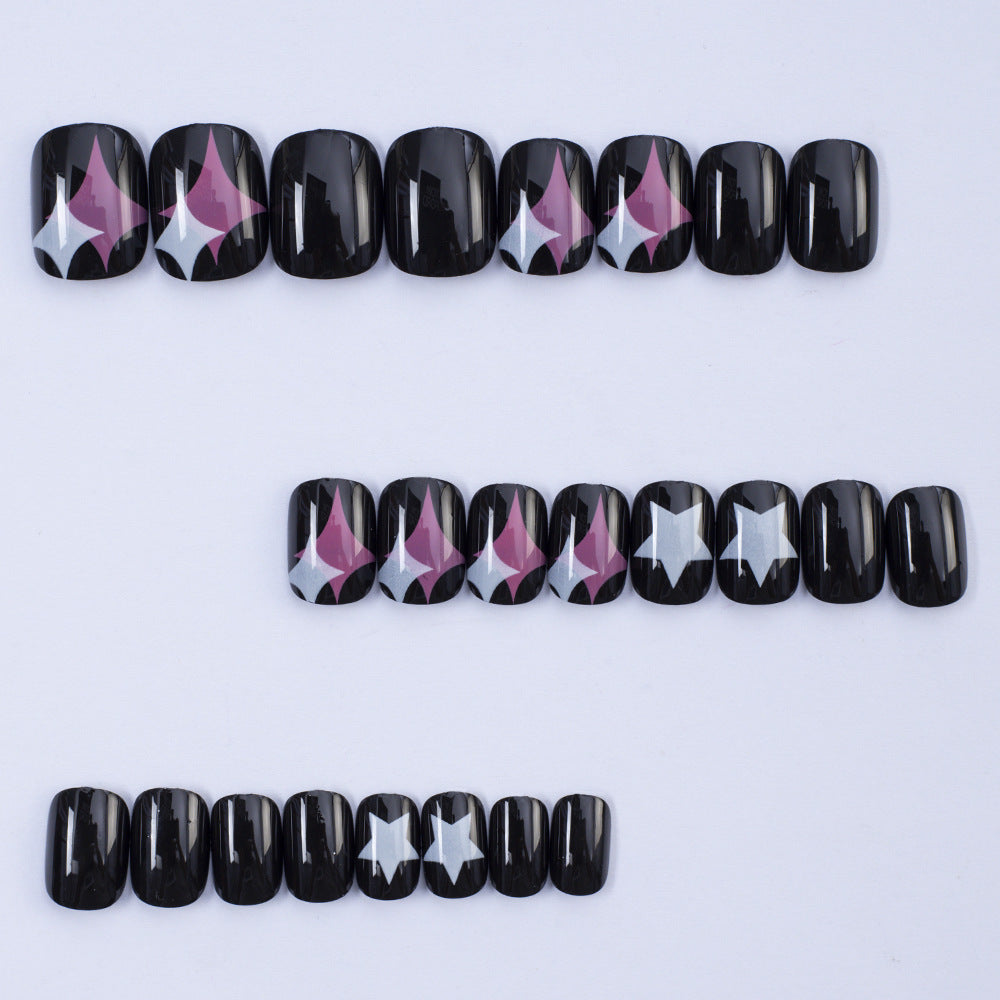 Artificial Nail Set with Modern Star Patterns Stornfield
