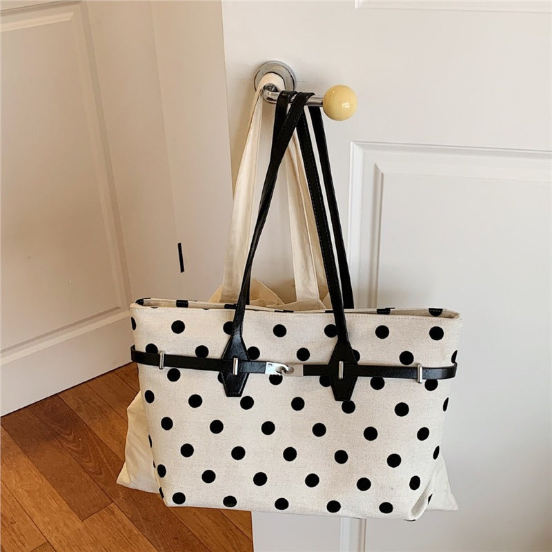Polka Dot Canvas Tote Bag