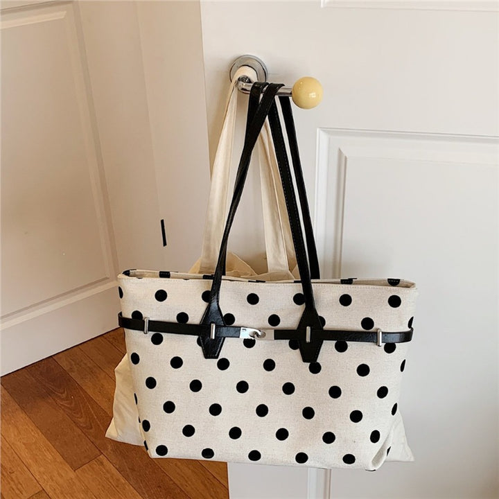 Polka Dot Canvas Tote Bag