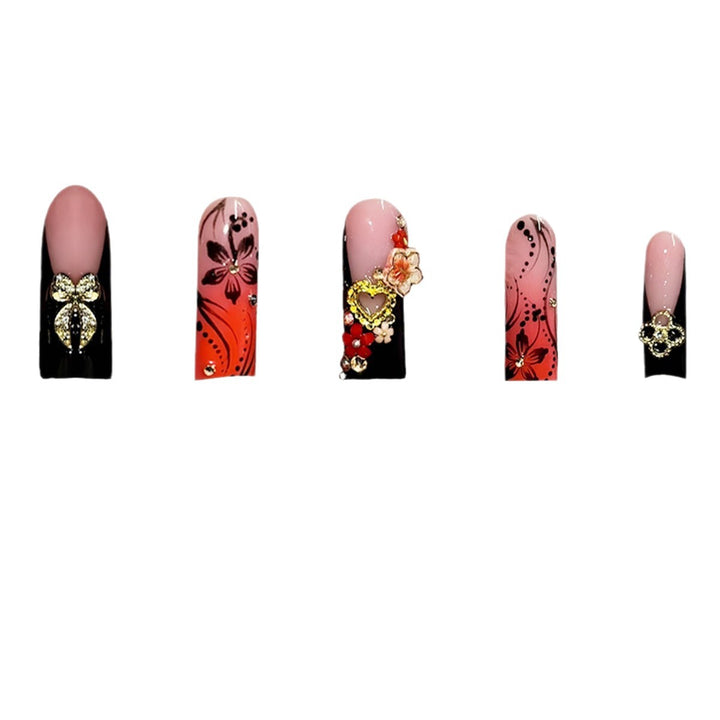 Decorative Floral Design Press-On Nails Stornfield