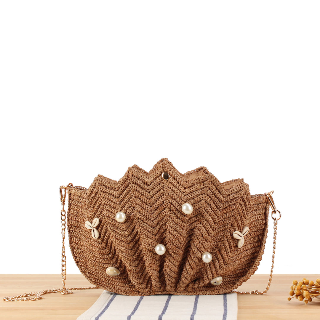 Elegant Clutch Made of Hand-Woven Material with Unique Wave Pattern Stornfield