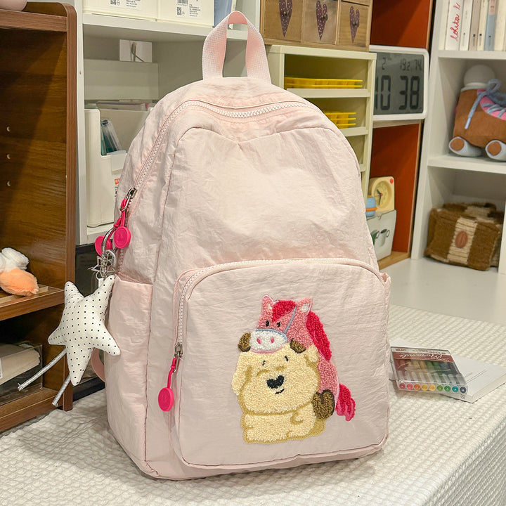 Playful Animal-Theme Embroidered Backpack Stornfield