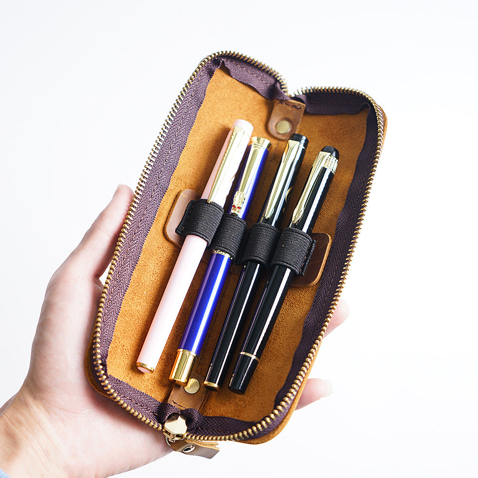 Premium Leather Zippered Pencil Pouch