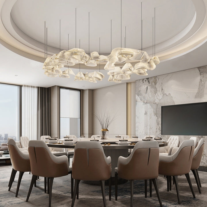 Modern Multi-Layered Glass Pendant Chandelier