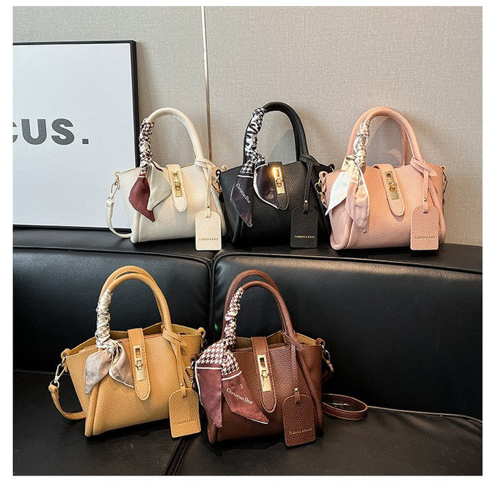 Textured Leather Mini Handheld Satchel