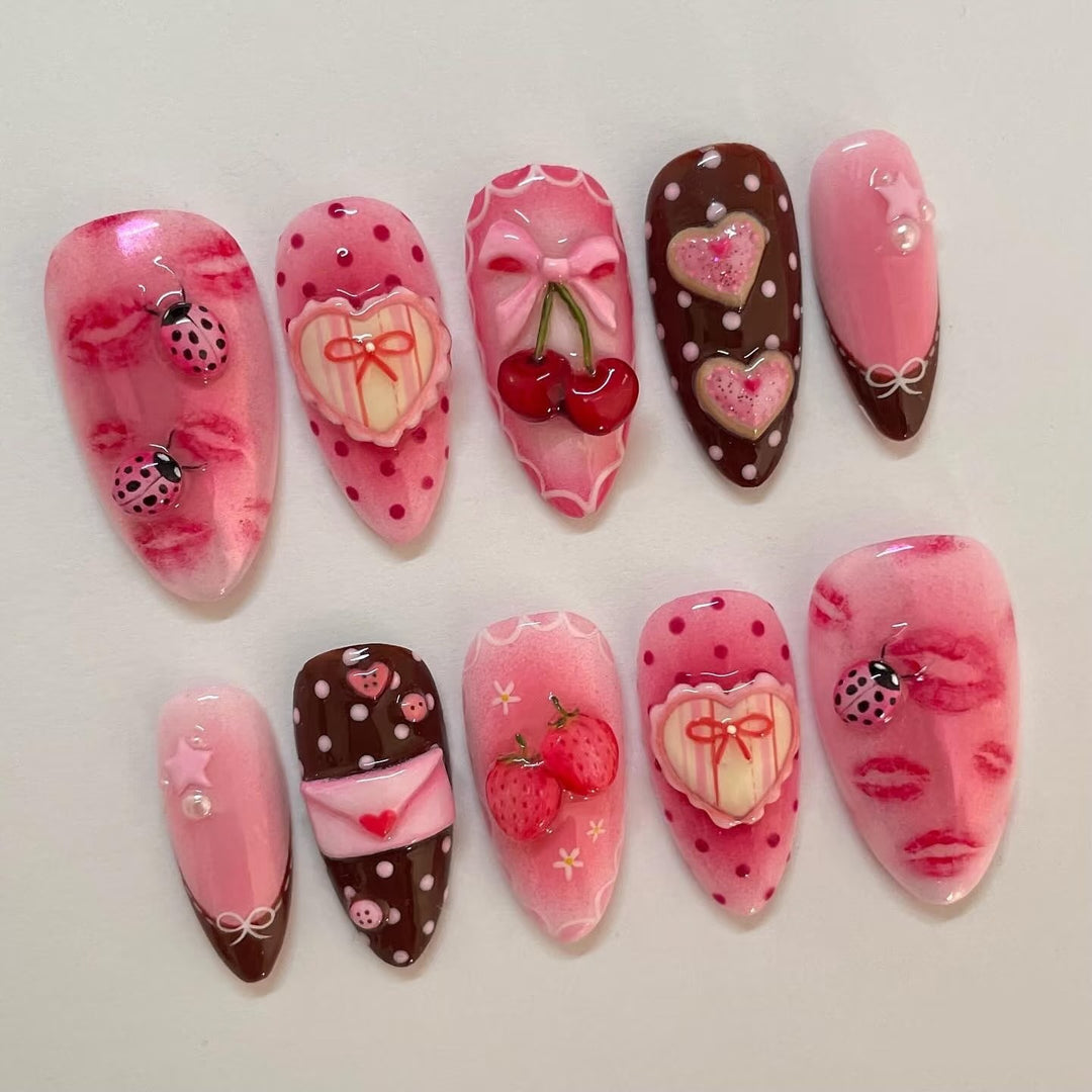 Nature-Themed Artistic Press-On Nail Set Stornfield