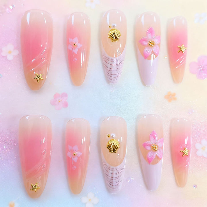 Floral-Designed Acrylic Nail Enhancements Stornfield