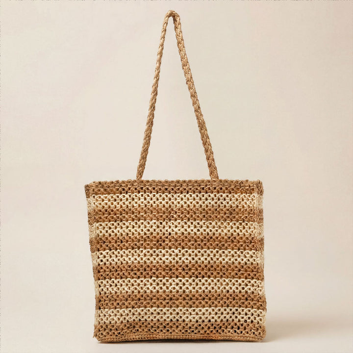 Spacious straw tote bag with modern structural design Stornfield