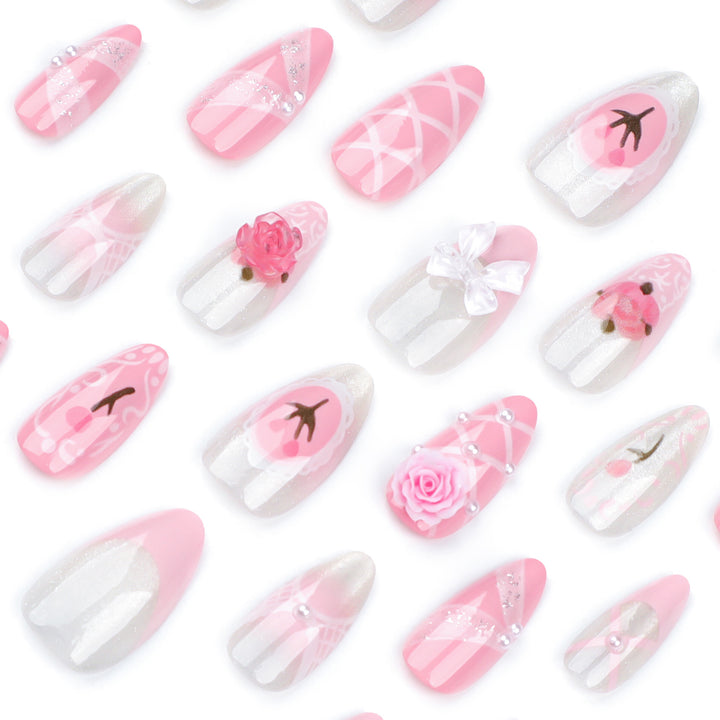 Artful Nail Extensions with Romantic Accents Stornfield