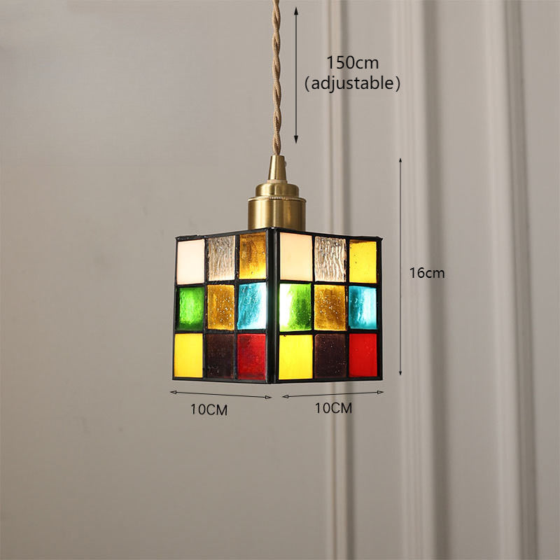 Adjustable Vintage Glass Pendant Light