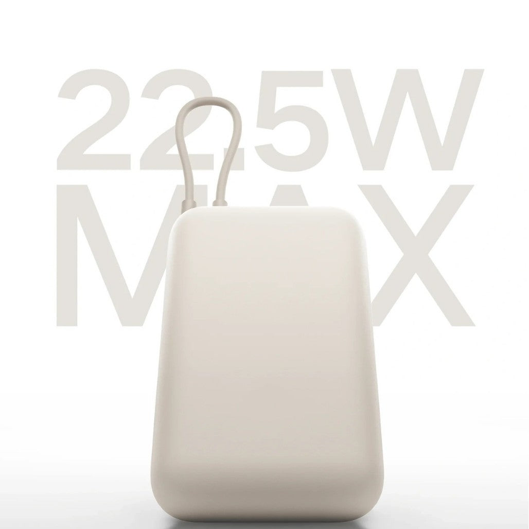 Compact High-capacity portable power bank with integrated USB-C cable and silicone carry loop Stornfield