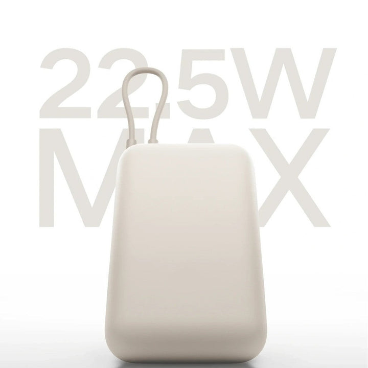 Compact High-capacity portable power bank with integrated USB-C cable and silicone carry loop Stornfield