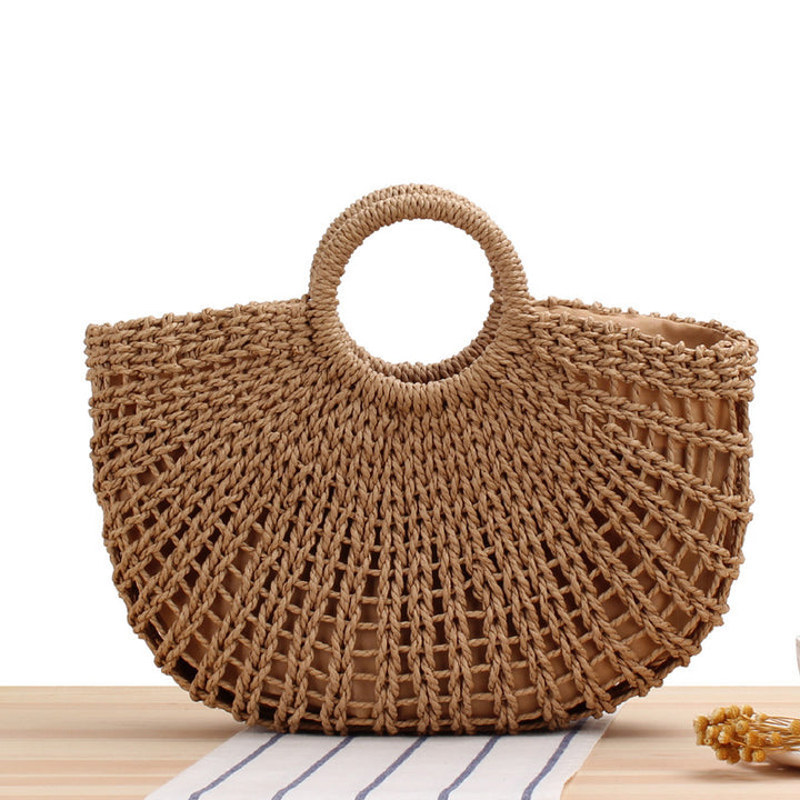 Handbag Made of Handwoven Wicker with Elegant Round Handle Stornfield