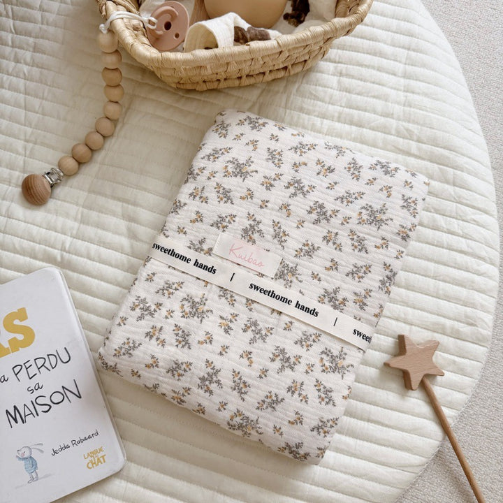 Unisex Muslin Blanket with delicate floral design and elegant ruffles Stornfield