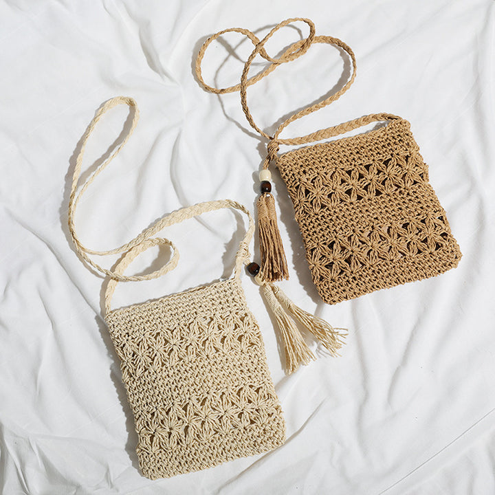 Handmade macrame shoulder bag with tassel detail Stornfield
