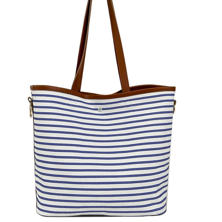 WoStriped Canvas Beach Tote Bag Stornfield