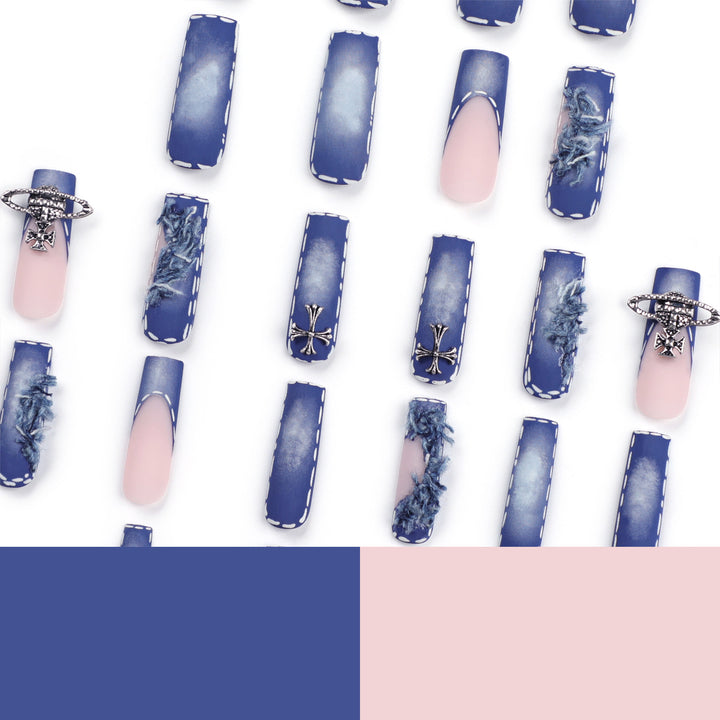 Artistic print nails with elegant glitter decoration Stornfield
