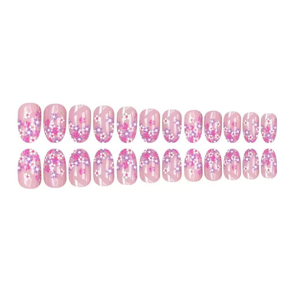 Nail set with floral design and sparkling accents Stornfield