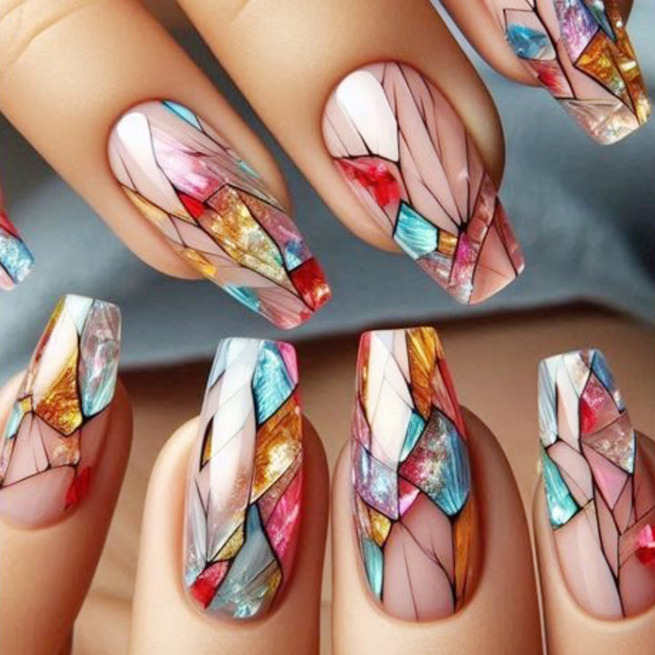 Stained Glass Art 3D Nail Extensions Stornfield
