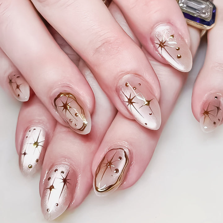 Glamorous Gel Nail Art with Golden Accents Stornfield