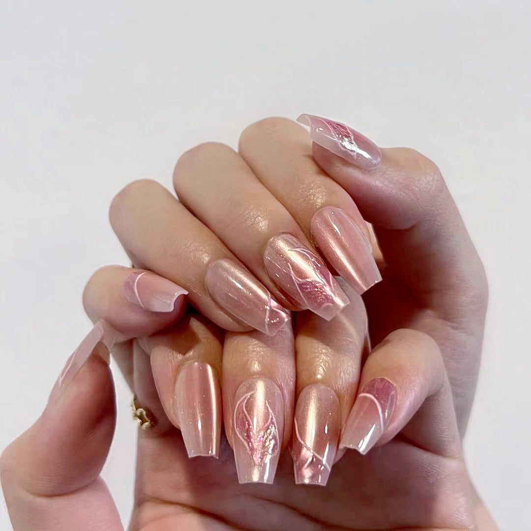 Artistic Press-On Nails with Floral Designs Stornfield