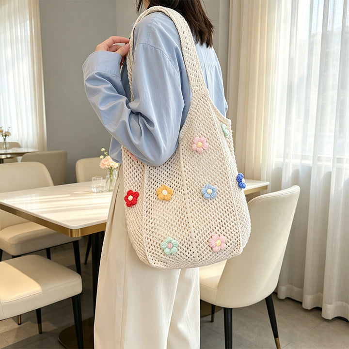 Floral Patterned Crochet Tote Bag Stornfield