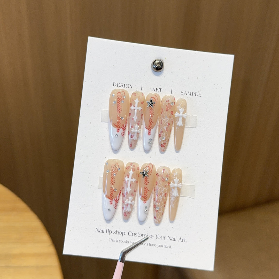 Artificial nails with artistic design and glamour accents Stornfield