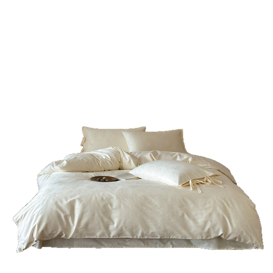 Floral Satin Jacquard Duvet Cover and Pillowcase Set
