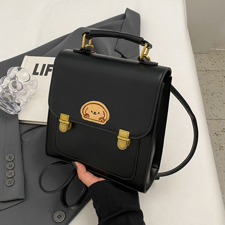 Playful Cartoon-Embroidered Satchel Bag Stornfield