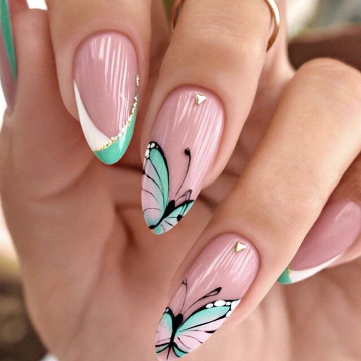 Artistic Heart-Accent Press-On Nail Set Stornfield