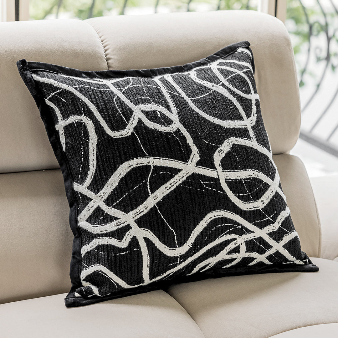 Designer decorative pillow with modern line pattern