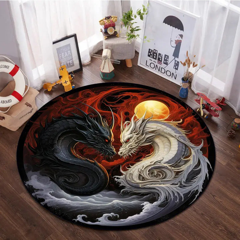 Artistic Dragon Round Area Rug