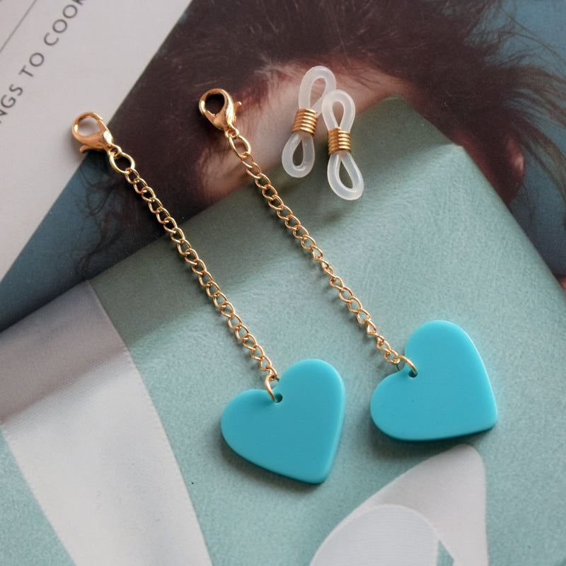 Heart-Shaped Dangle Earrings with Gold Chain Stornfield