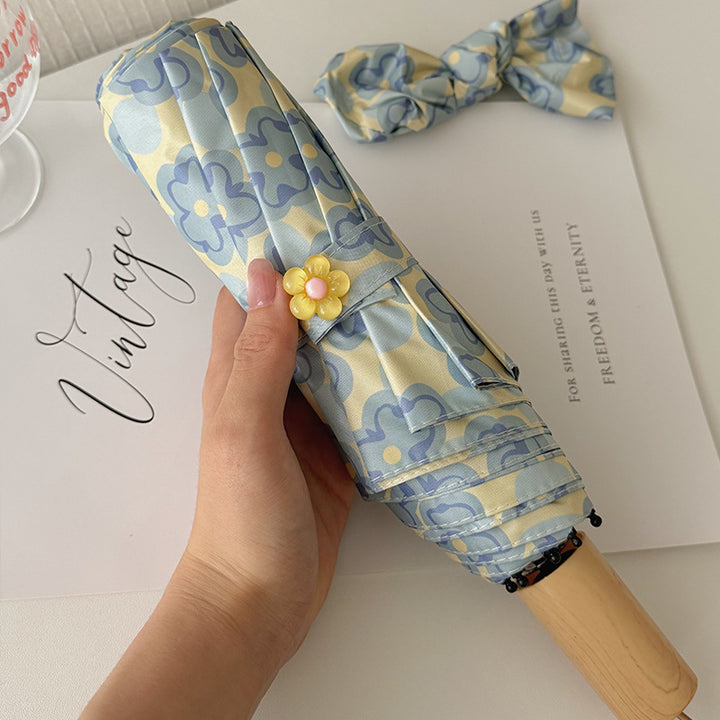 Ladies Collapsible Umbrella with Elegant Floral Pattern Stornfield