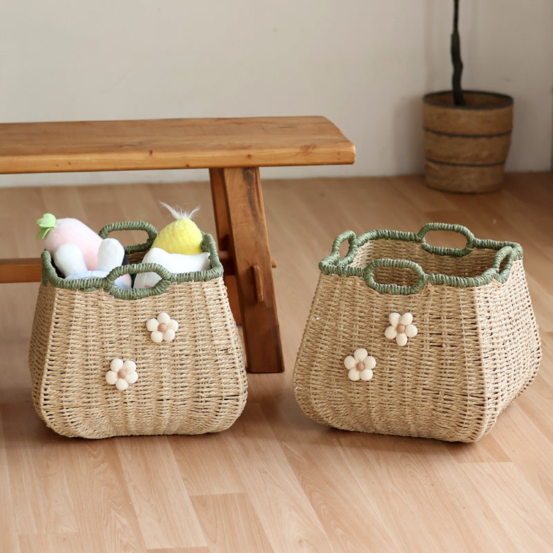 Handcrafted basket with flower appliqué Stornfield