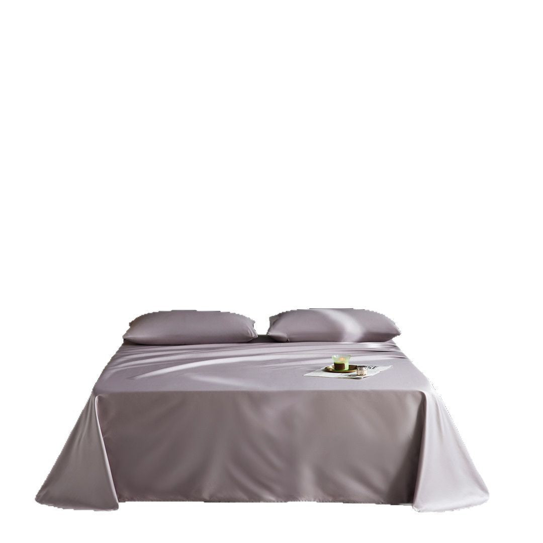 Silky Satin-Feel Long-Drop Flat Sheet and Pillowcase Set