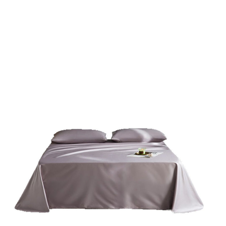 Silky Satin-Feel Long-Drop Flat Sheet and Pillowcase Set