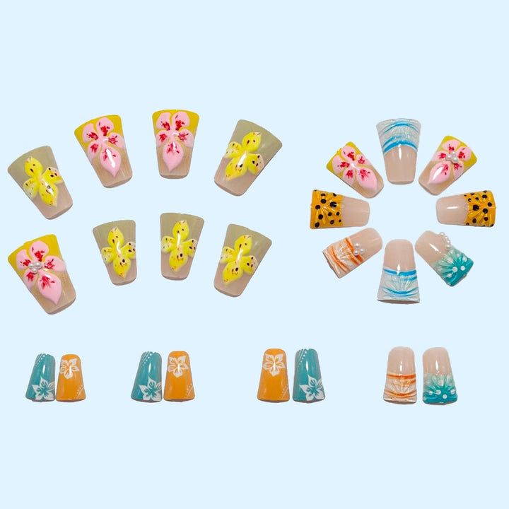 Exclusive artificial nails with floral accents and artistic embellishments Stornfield