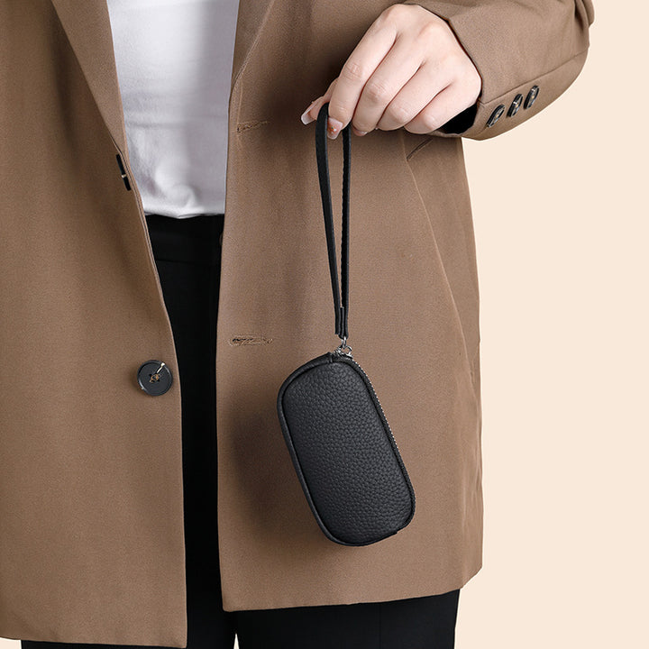 Textured Leather Travel Cosmetic Pouch