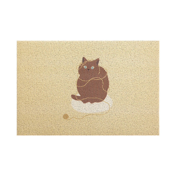 Coconut doormat with vertical striped structure and playful dog motif Stornfield