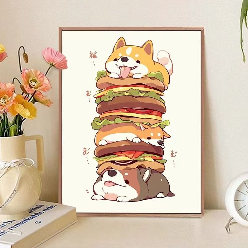 Playful Cat-Themed Food Art Print Stornfield