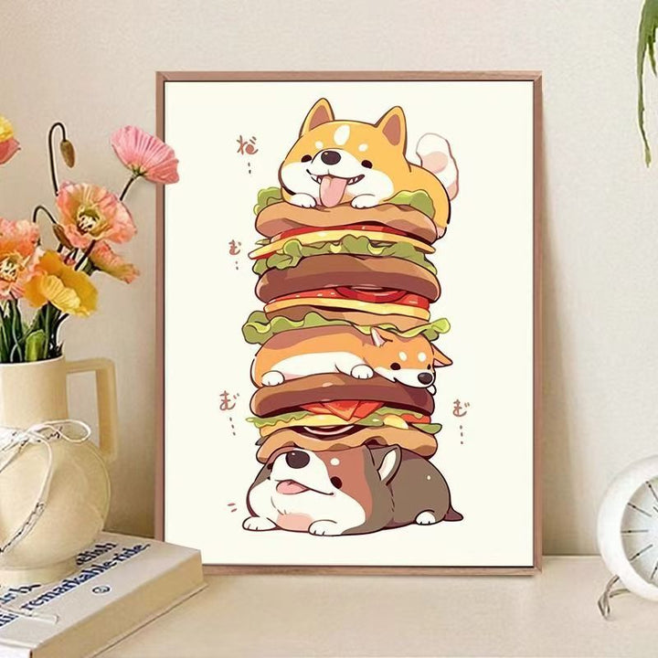 Playful Cat-Themed Food Art Print Stornfield