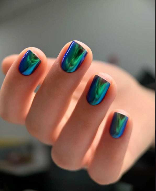 Iridescent Marble Effect Press-On Nails Stornfield