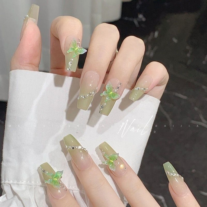 Artful Nail Extensions with Butterfly Design Stornfield