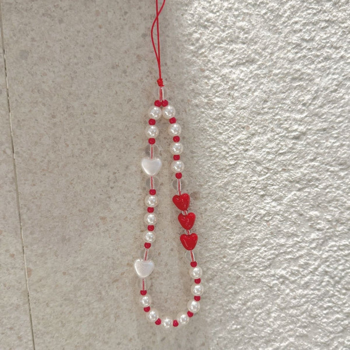 Pearl and Heart Beaded Phone Lanyard Stornfield