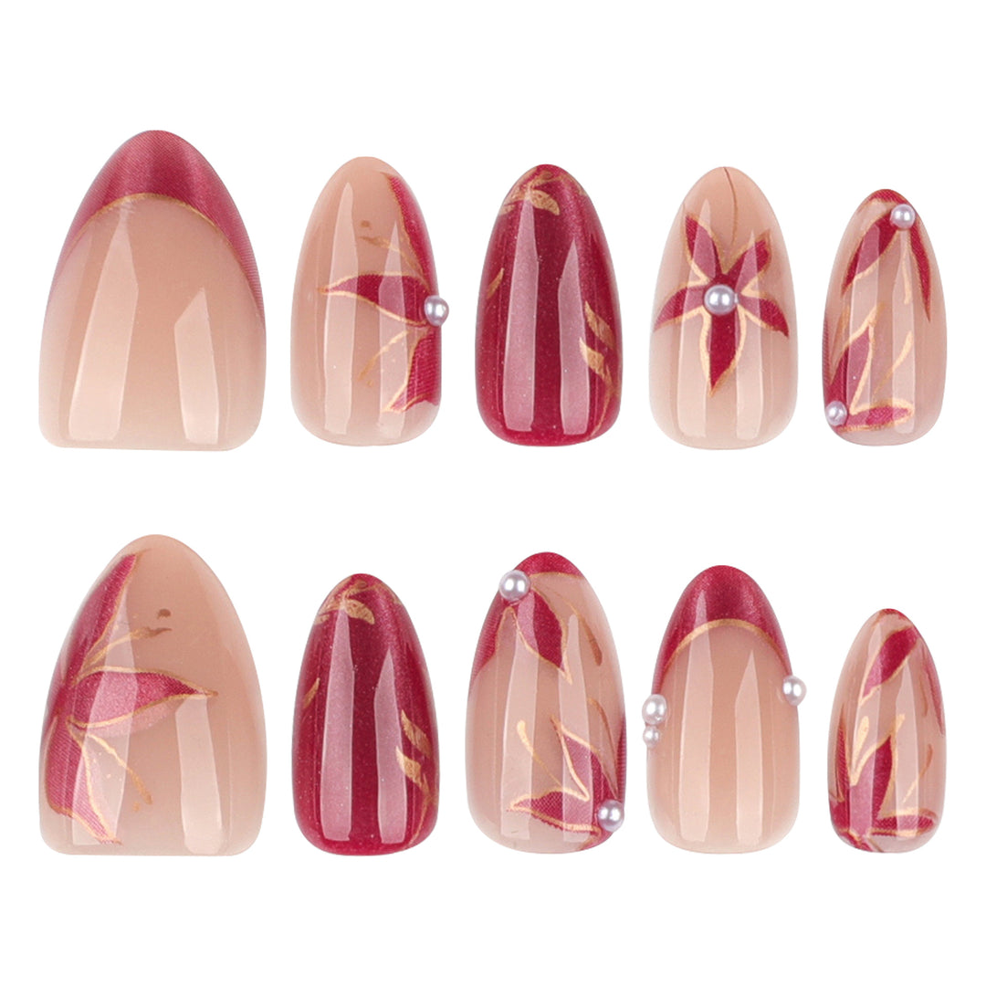 Artistic Nail Extensions with retro-inspired floral design Stornfield