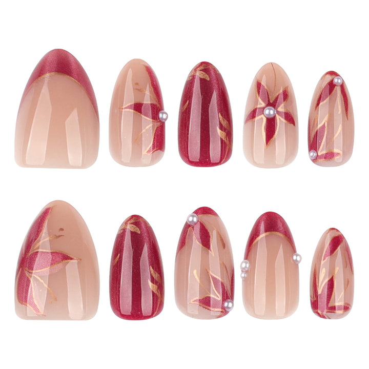 Artistic Nail Extensions with retro-inspired floral design Stornfield