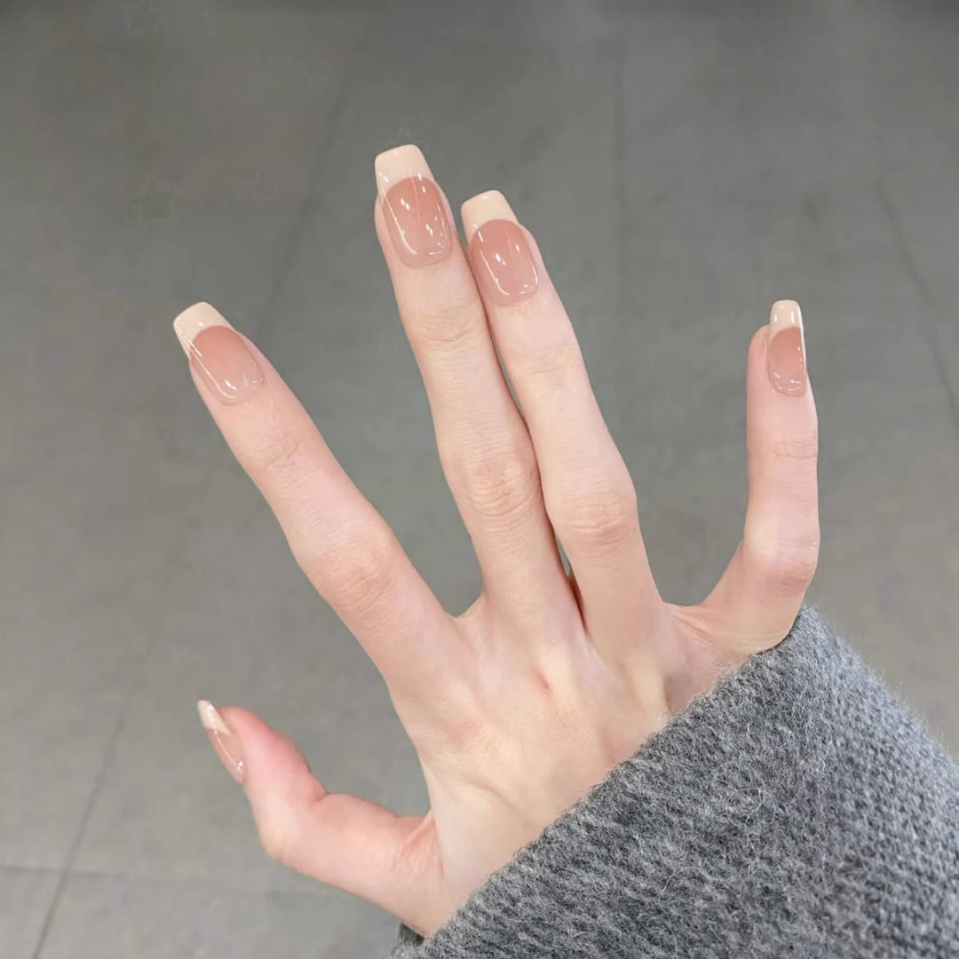 Glossy French Tip Press-On Nails