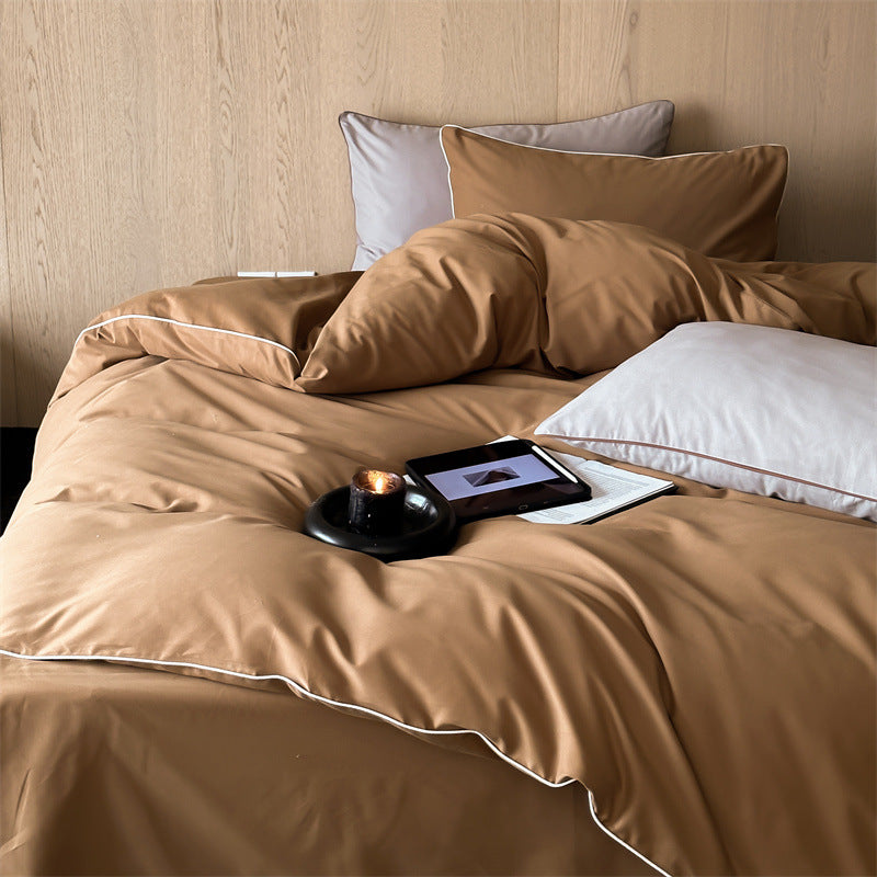 Satin bedding set with breathable cotton blend and soft-touch finish